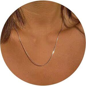 Women Silver Dainty Gold Herringbone Choker Necklace  Thin Layered Chunky Chain